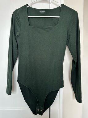 Old Navy Women's Jade Green Long Sleeve Square Neck Bodysuit